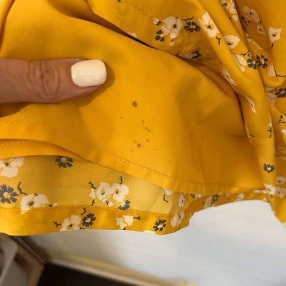 Abercrombie & Finch Floral Flutter Sleeve Dress Yellow Large princess preppy - Picture 4 of 15